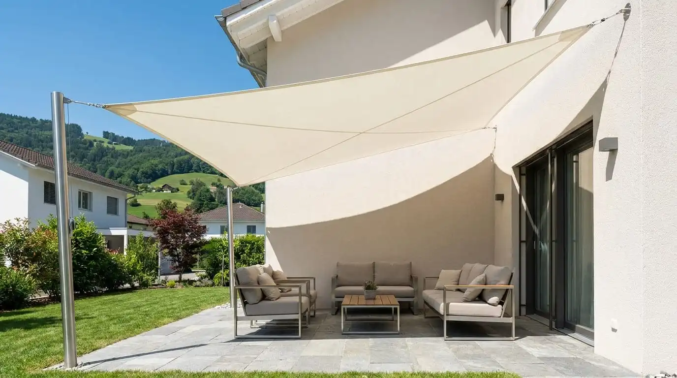 Sonnensegel für Terrasse und Garten in Bäretswil, im Zürcher Oberland und im Tösstal mit grosszügigem Schatten.